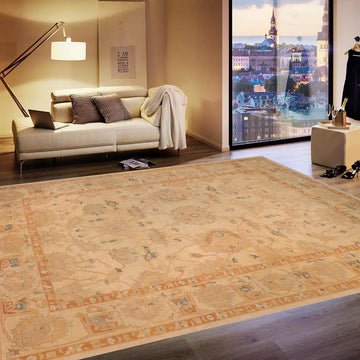 handmade Traditional Kafkaz Chobi Ziegler Tan Rust Hand Knotted RECTANGLE 100% WOOL area rug 13 x 18